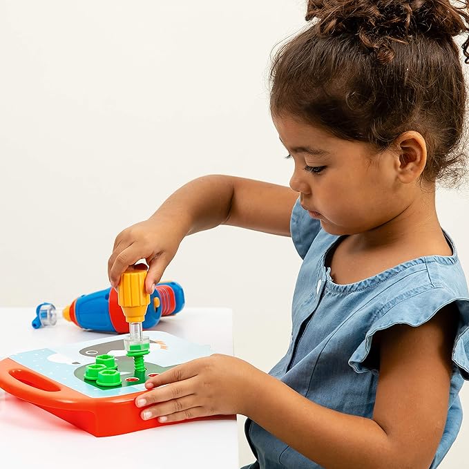 Educational Insights Design & Drill ABCs & 123s - Construction Toys & Toddler Tools, Kids Tool Set with Real Electric Drill Toy, Preschool Learning Activities, Building Kits and Gifts for Ages 3+