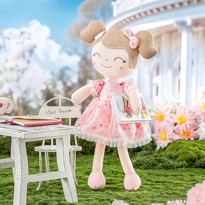 Gloveleya Baby Girl Gift Soft First Baby Doll Plush Doll Floral Pink 16"