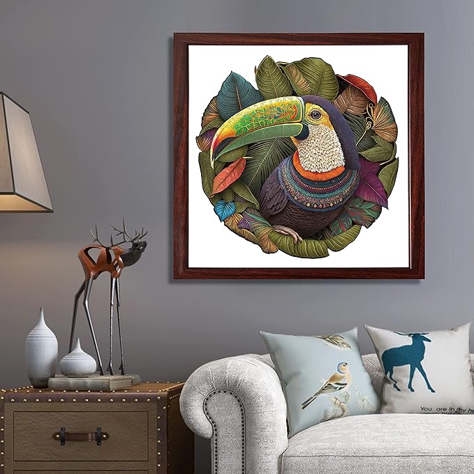 Unique Wooden Jigsaw Puzzles - Mandala Parrot, 500 Pcs King Size 16.5'' x 16.4'', Luxurious Shaped Wood Puzzle, Beautiful Package, Best Gift for Adults and Kids, Family Game