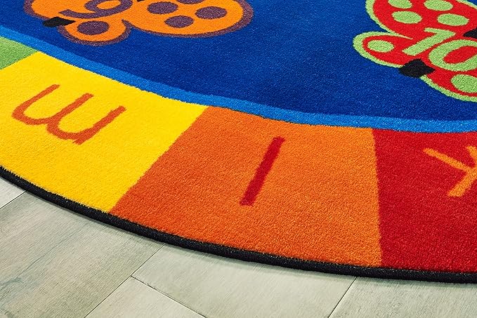 Carpets for Kids 3503 KIDSoft 123 ABC Butterfly Fun Classroom Counting Rug 3ft 10ft x 5ft 5ft Oval Blue