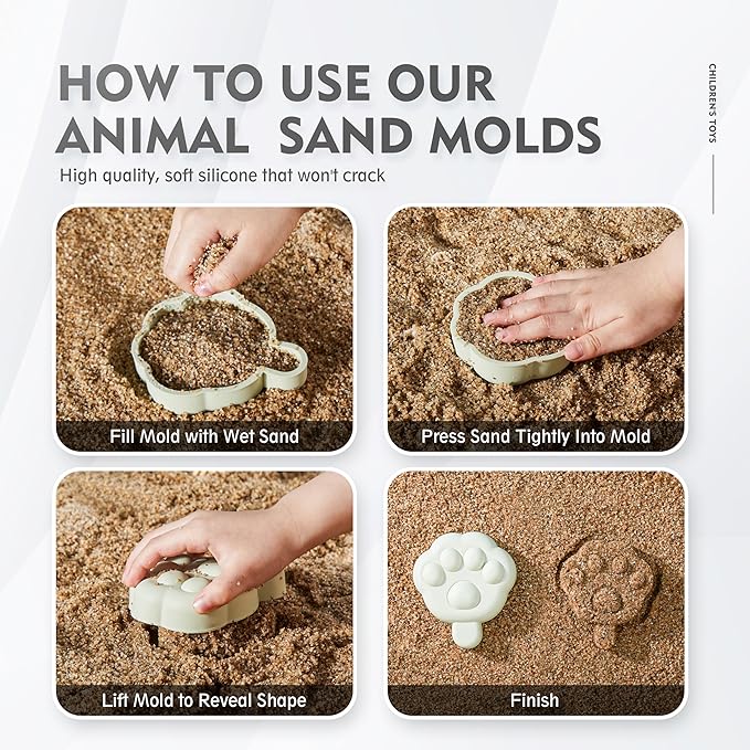 MarcZero 17Pcs Silicone Beach Toys,Modern Baby Beach Toys,Travel Friendly Beach Set,Silicone Bucket, Watering Can, Shovel, 12 Sand Molds, Beach Bag,Silicone Sand Toys for Toddlers, Kids (Mint Green)