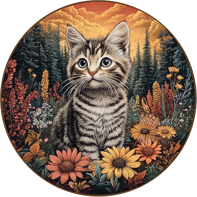 Wooden Puzzle for Adults - 3D Cat Pet Wooden Jigsaw Puzzles, 200 Piece Medium Size Family Reunion Puzzle for Adults and Kids, Exquisite Packaging, Best Gift for Family Friends 11.2x11.2 in