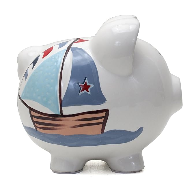 Child to Cherish Ceramic Piggy Bank for Boys (Nautical Design)