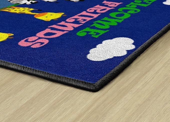Flagship Carpets Kids and Baby Non Slip Area Rug for Home Learning or Classroom Carpet, Playroom or Kids Bedroom Mat, 2' x 3', Cutie Animal Welcome