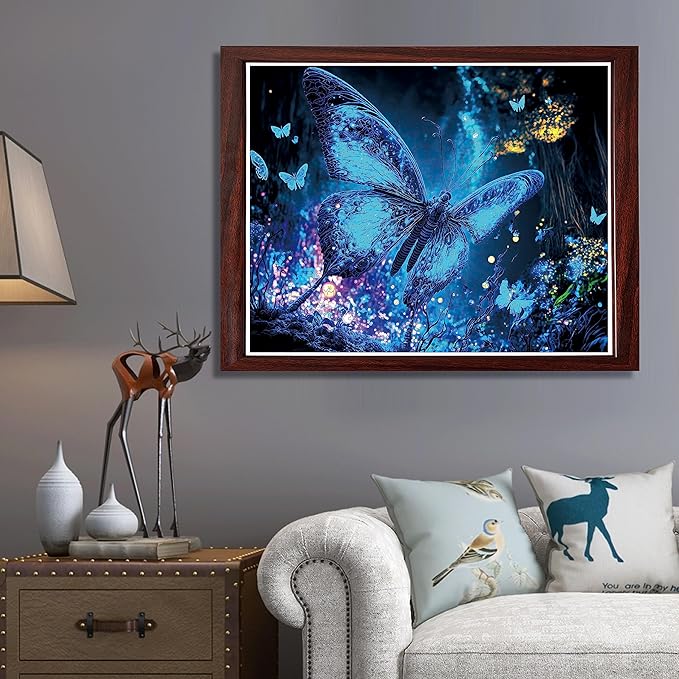 Wooden Puzzles, Fluorescent Butterfly Jigsaw Puzzles 500 Pieces, Unique Shaped Wooden Puzzle for Adults and Kids 9.5 x 12.1 Inch