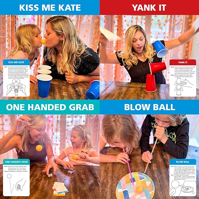 Funwares Minute of Fun Game - Minute to Win It Games for Kids, Adults, Teens, Families, Game Night, Gift for Home, Birthdays, or Travel. 2-12 Players! Original - 237 Challenges