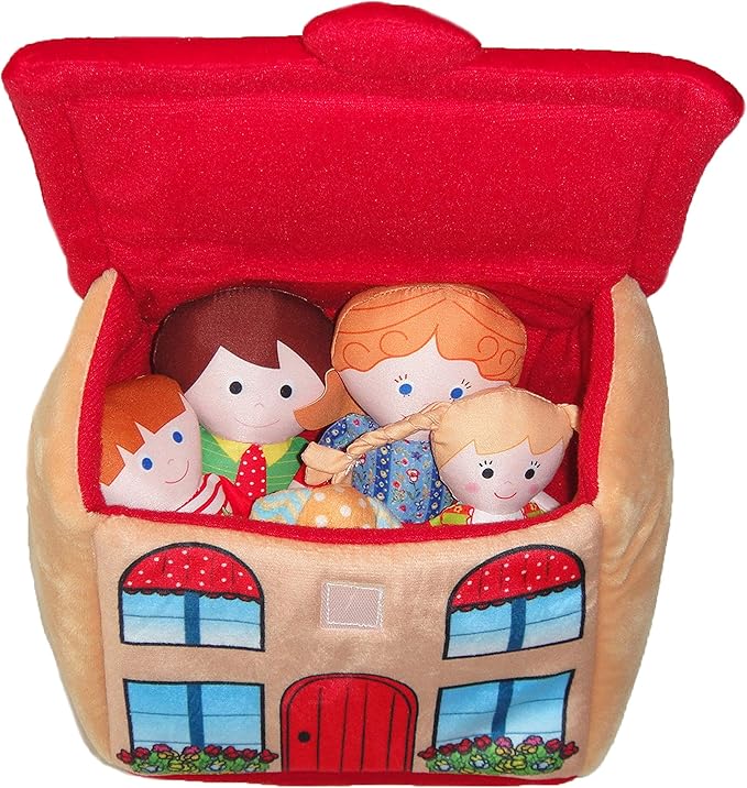 Happy Family Soft Figure Doll Set with House | Cute Plush Toys for Girls & Boys, Toddlers 1-3