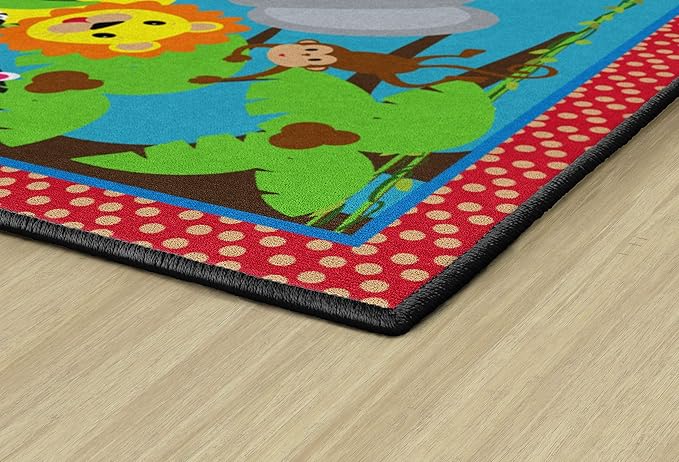 Flagship Carpets Kids and Baby Non Slip Area Rug for Home Learning or Classroom Carpet, Playroom or Kids Bedroom Mat, 5' x 8', Cutie Jungle