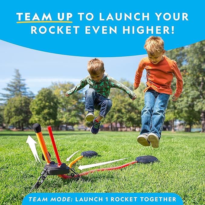 NATIONAL GEOGRAPHIC Air Rocket Toy – Jump & Launch Dueling Air Rockets up to 100Ft., Includes Launcher, 4 Foam-Tipped Rockets, Outdoors kids Toys, Kids Science Kit, Rocket Launcher (Amazon Exclusive)