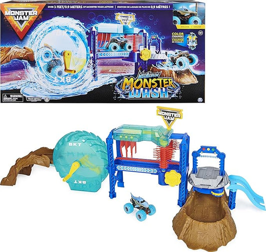 Monster Jam, Megalodon Monster Wash, Includes Color-Changing Truck, Interactive Water Play Kids Toys for Aged 3 and Up