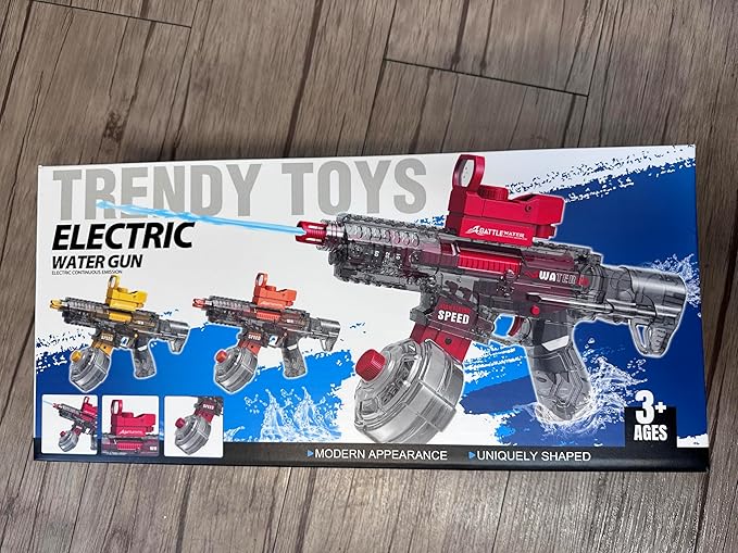 2025 Electric Water Guns for Adults Kids, Automatic Water Gun Toy for Kids Ages 4-8 8-12, Large Capacity High Power, 32ft Ultra-Long Range, Summer Pool Outdoor Beach Water Toys for Boys Girls（Red）