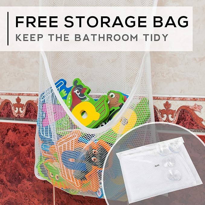 Bath Foam Alphabet Letters Toys - Non-Toxic Bathtub ABC Letters for Kids Toddlers - Premium Educational Floating Animals Puzzles with Toy Organizer for Baby Boys Girls - Set of 52 Pcs