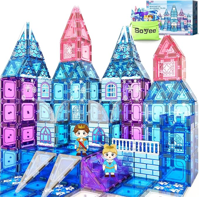 Magnetic Tiles 102pcs Princess Kids Toys Magnetic Building Blocks 3 4 5 6 7 8 Year Old Girl Gifts Girls Toys Age 4-5 6-8 9-12