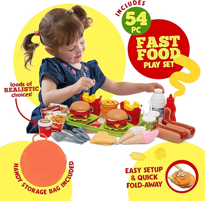 Kiddzery Food Truck Play Tent - 54 Pc. Food Set Pop Up Playhouse - Pretend Play Toys for Toddlers - Ball Pit Playset - Indoor & Outdoor Toy Tents for Kids - Trucks for Boys & Girls