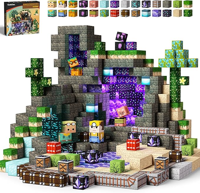 GobiDex 100PCS Magnetic Building Blocks Game-Based Build Magwonder World with Magnet Construction Toys STEM Sensory Gift for Boys Girls Birthday