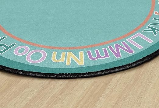 Flagship Carpets Know Your ABCs Educational Oval Area Rug for Home Learning or Classroom Mat, Kids Room or Playroom Carpet, 7'6" x 12', Blue/Multi