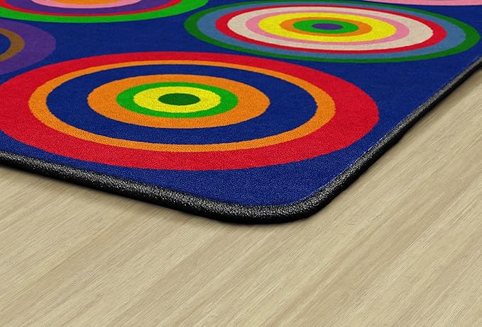 Flagship Carpets Color Rings Colorful Children's Classroom Area Rug for Kids Room Circle Seating Décor, Play Carpet for Teaching and Playing, Seats 35, 10'6"x13'2, Indigo Blue