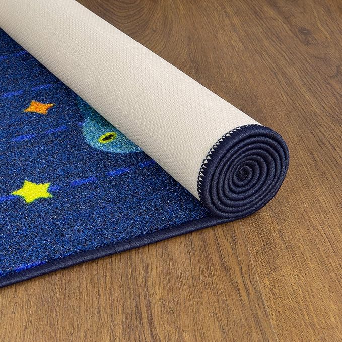 KC Cubs Playtime Collection Space Safari Road Map Educational Learning & Game Area Rug Carpet for Kids and Children Bedrooms and Playroom (3' 3" x 4' 7")