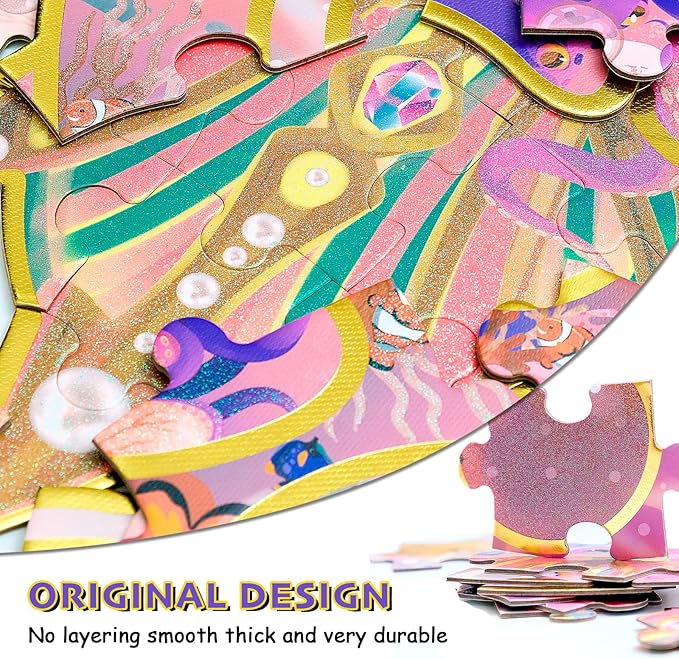 HAS Floor Puzzles for Ages Kids 4+, 48 PCS Double-Sided Octopus Puzzles, Unique Large Pieces Irregular Shape Jigsaw Puzzle for Children