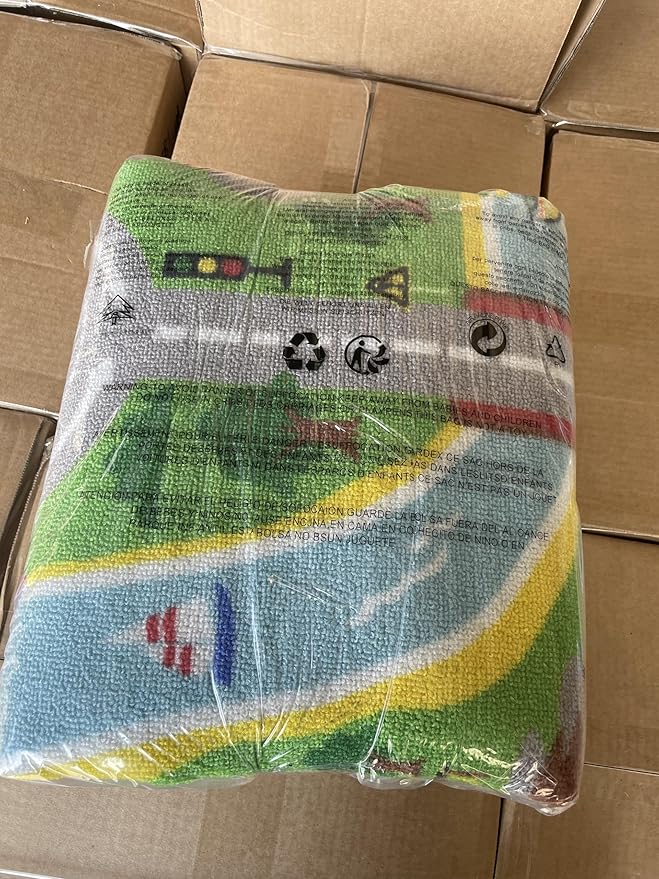 Capslpad Kids Rug 6'6" x 5'0" Educational Learning Kids Play Area Rug Large Traffic Road Cars Rug Play Mat for Kids Toy Nursery Rug Car Carpet for Playroom Living Room Classroom Decor Green