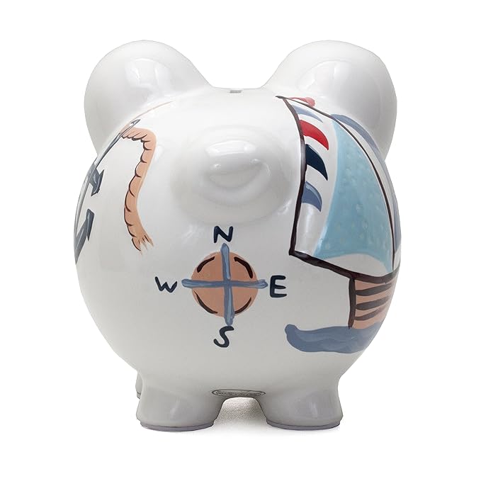 Child to Cherish Ceramic Piggy Bank for Boys (Nautical Design)