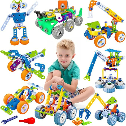 MOONTOY 11 in 1 Stem Building Toys for Kids Ages 4-8 STEM Toys for 4 5 6 7 8+ Year Old Boy Birthday Gift Idea, 175 Pcs Educational Construction Toy for Boys 5-7 4-6 6-8 Erector Set Blocks Game