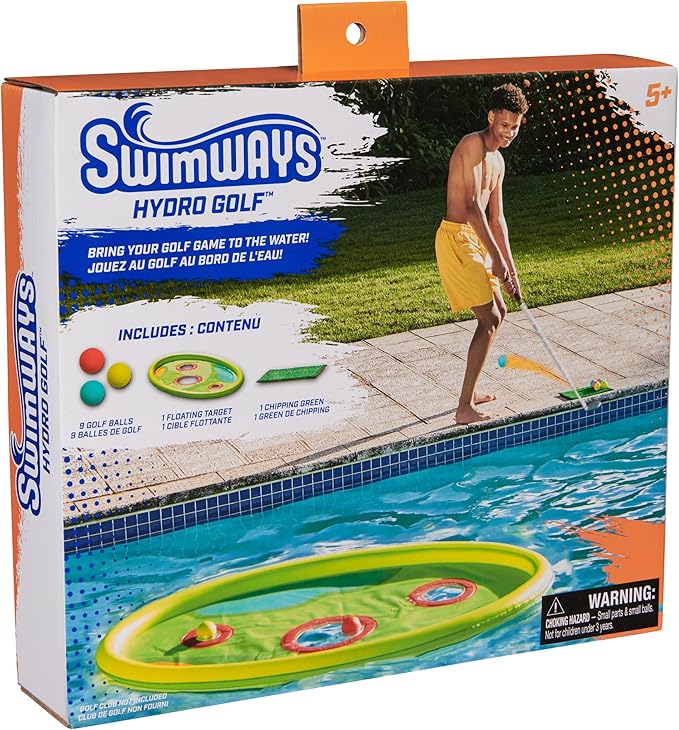 SwimWays Hydro Golf, Pool Toys for Kids and Adults, Floating Swimming Pool Game with Golf Balls and Chipping Green, Outdoor Toys for Kids Aged 5 & Up