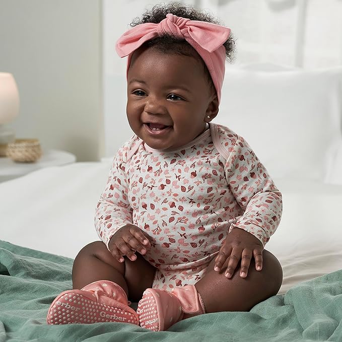 Gerber Baby Girls' 6-Pack Long-Sleeve Onesies Bodysuits