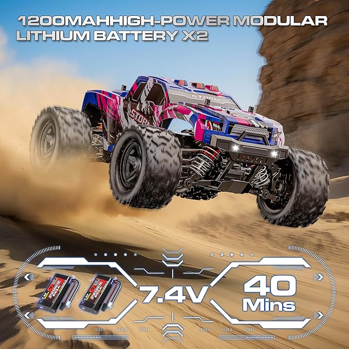 1:18 Entry-Level RC Cars for Adults & Boys, Off-Road RC Truck 40 km/h, Carros de Control Remoto 4x4 with 2 Batteries, Fast Remote Control Car for Adults