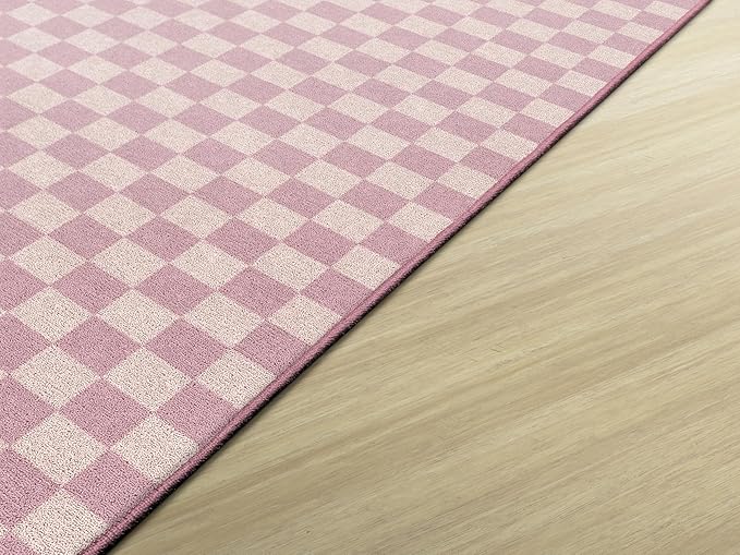 Flagship Carpets Schoolgirl Style Blush Checkerboard Educational Area Rug for Kids Room Seating Décor, Children's Classroom, Play Carpet for Teaching and Playroom, 5' x 7'6", Blush Pink