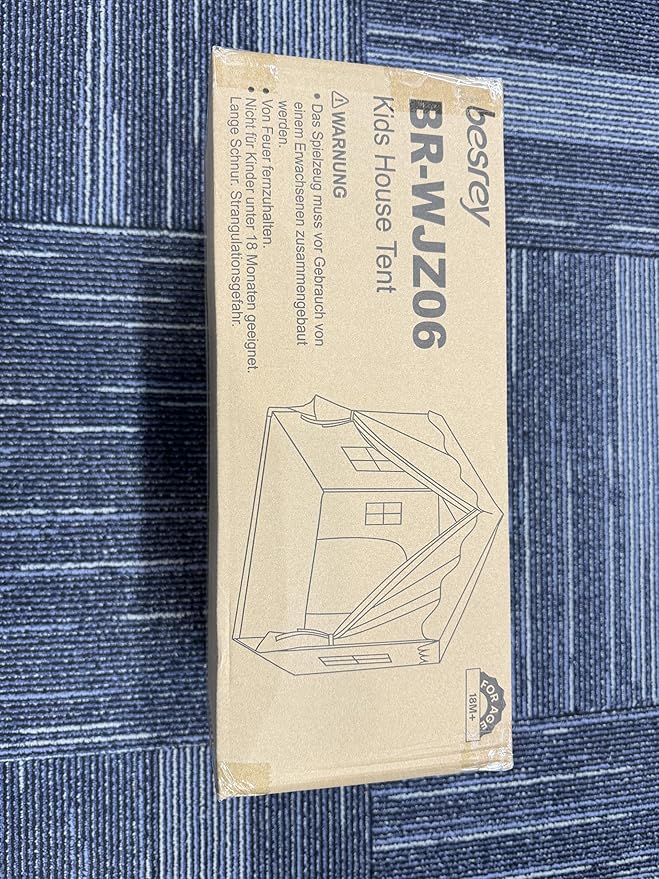 BESREY Kids Play Tent - 2 in 1 with Padded Mat & Lights, Large Playhouse with 2 Doors & 4 Windows, Indoor & Outdoor, Christmas Toddler Play Tent, 51" x 35" x 51