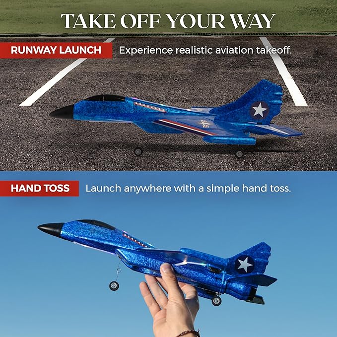 GhostXIII RC Plane - Durable RC Airplane with Shock-Absoring Peak - Long-Lasting Remote Control Airplane with 2 Batteries Included - RC Planes for Beginners with 2.4 GHz Connection