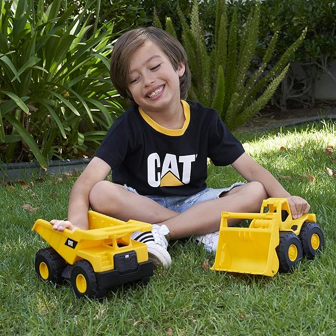 CAT Construction Toys, 2 Pack 10" Construction Fleet Toy Trucks with Articulated Parts, Fun and Durable for Indoor/Outdoor Use, Ages 2+