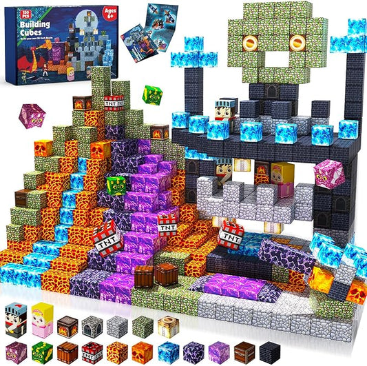 Magnetic Blocks - 150 PCS Build Magnetic Dark Castle Sword Domain World - Magnetics Construction Cube Toys - STEM Montessori Sensory Toys for Toddlers 6 7 8 9 10 Year Old Boys & Girls