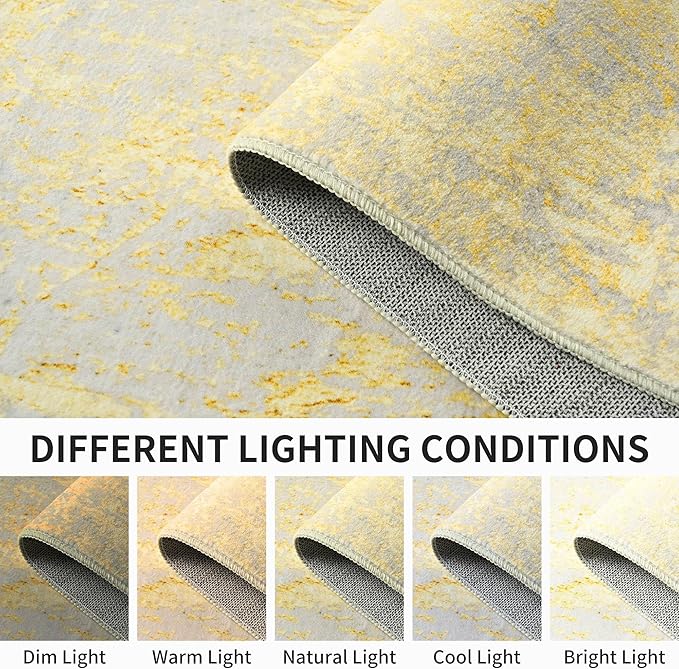 Ompaa Living Room Rug 6x9 Area Rug Washable Boho Carpet Non Slip Abstract Vintage Indoor Large Rugs for Bedroom, Classroom, College Dorm, Farmhouse, Dining Room, Kids Playroom (Orange, Silver & Gray)