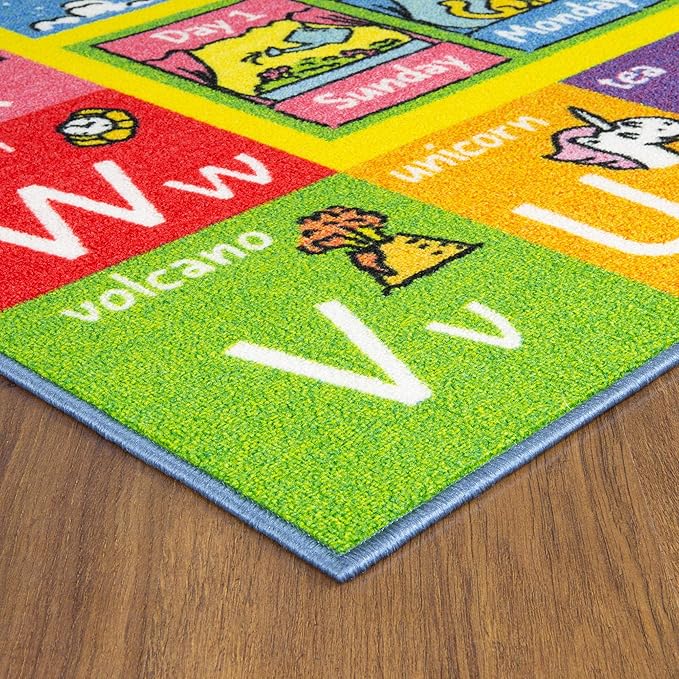 KC Cubs Playtime Collection ABC Alphabet, Seasons, Months and Days of The Week Educational Learning & Game Area Rug Carpet for Kids and Children Bedrooms and Playroom