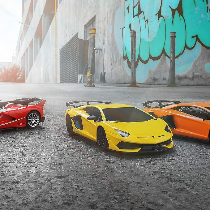 BEZGAR 1:24 Scale Lambo Remote Control Car, Electric Sport Racing Hobby Lambo Toy Car Model Vehicle, RC Car Toys for 3 4 5 6 7 8 Boys and Girls(Yellow)