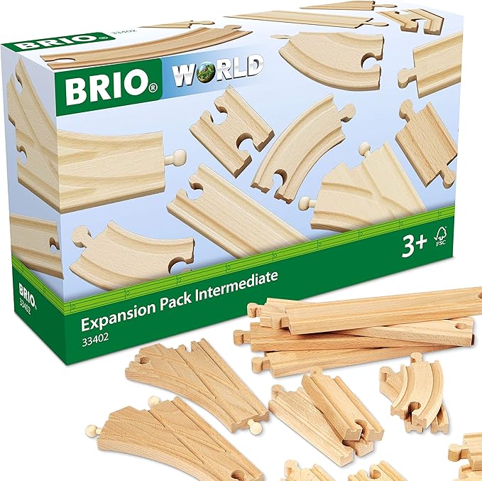 BRIO World 33404 Farm Train 5-Piece Set + 33402 Expansion Pack Intermediate Wooden Toy Trains