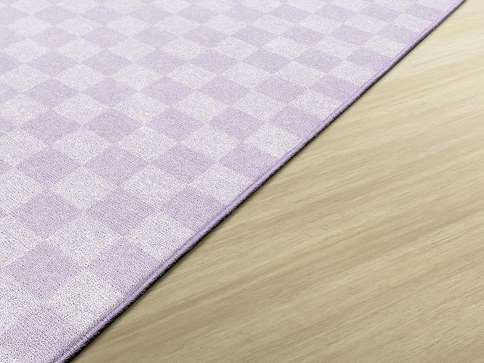 Flagship Carpets Schoolgirl Style Lavender Checkerboard Educational Area Rug for Kids Room Seating Décor, Children's Classroom, Play Carpet for Teaching and Playroom, 7'6" x 12', Purple