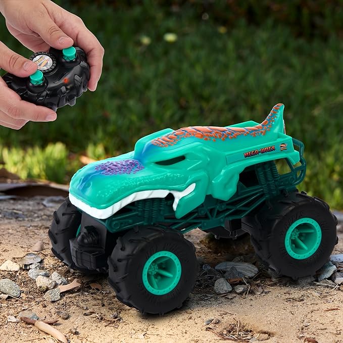 Hot Wheels Monster Trucks Toy RC, Remote-Control Mega-Wrex in 1:24 Scale with All-Terrain Tires, Performs Wheelies