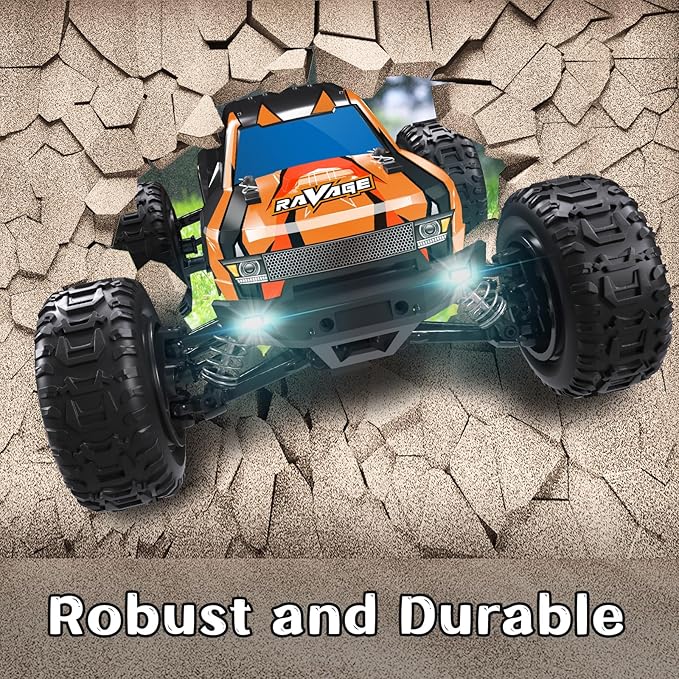 Loolinn | Durable RC Cars - Hobby Grade, 1:16 Scale RC Truck, Adjustable Speed, Off-Road, Top Speed 19mph, 4WD - Upgradeable Remote Control Car Gifts for Boys and Adults