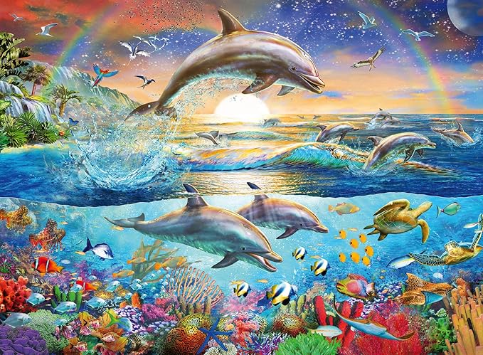 Ravensburger 12895 Dolphin Paradise 300 Piece Puzzle for Kids - Every Piece is Unique, Pieces Fit Together Perfectly