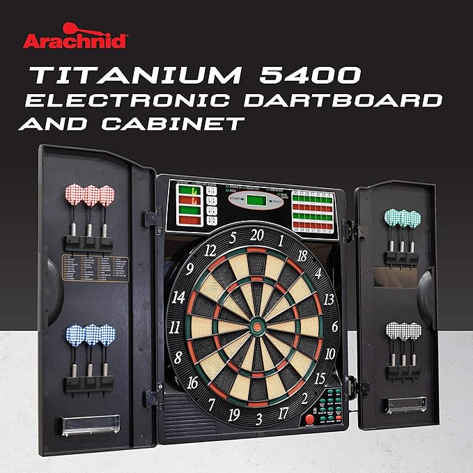 Arachnid Titanium 5400 Electronic Dartboard and Cabinet, Black