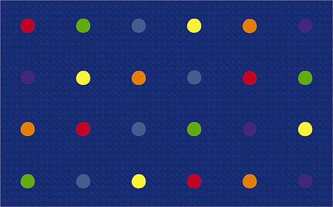 KidCarpet On The Spot Seating Classroom Rug, 4' x 6' Rectangle, Multi on Blue