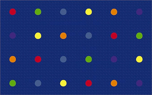 KidCarpet On The Spot Seating Classroom Rug, 4' x 6' Rectangle, Multi on Blue