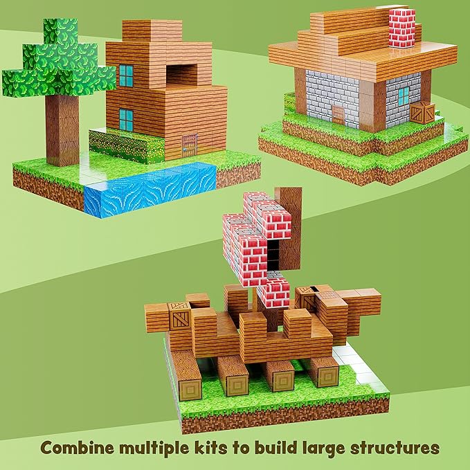 100PCS Magnetic Pixel Cubes World Pack STEM Building Blocks for Kids Montessori Educational Toys Fidget Sensory Set Construction Stacking Toy for Kids 3+ Boys and Girls Christmas Birthday Gifts