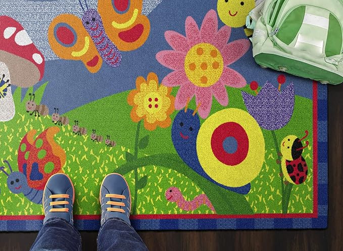 Flagship Carpets Kids and Baby Non Slip Area Rug for Home Learning or Classroom Carpet, Playroom or Kids Bedroom Mat, 3' x 5', Cutie Bugs