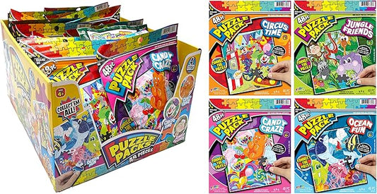 JA-RU Mini 48 Piece Puzzles for Kids Ages 4-8 Years & Up (24 Pack Assorted) with Resealable Travel Bag. Animal Puzzle Party Favors. Jigsaw Puzzles for Preschoolers. 6770-24s