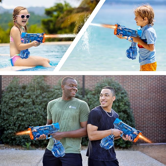 2025 New Upgrade Electric Water Gun for Adult & Kid, Light Up Most Strongest Watergun Long Range, Powerful High Powered Automatic Squirt Gun Fully Auto Water Blaster, Pool Outdoor Toy Game