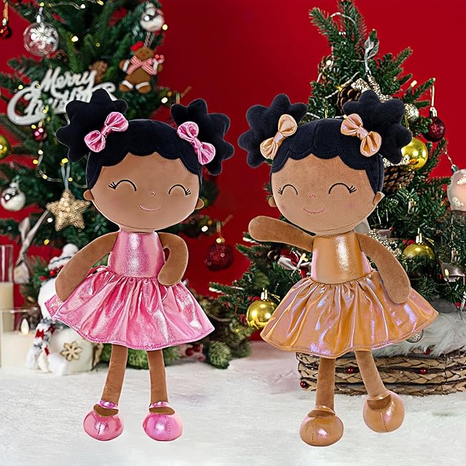 Gloveleya Baby Girl Gifts First Baby Doll Rag Doll Baby Dolls Soft Doll Curvy Illusion Girl Black Gold 12inches